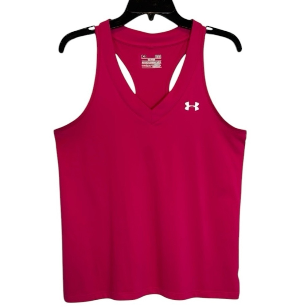 Under Armour heat gear racer back hot pink tank fitness athletic Top large